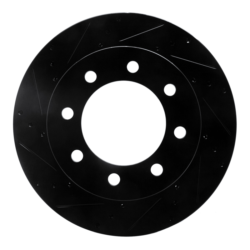 Dodge Ram 2500 Brake Rotor (1) - Front Left - R1 Concepts - Drilled & Slotted - Black - `03-`08